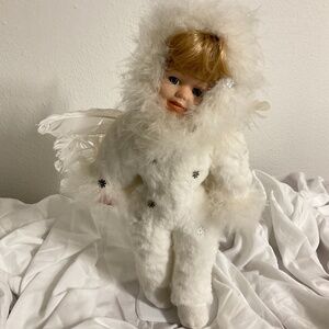 Vintage Porcelain Collectible Angel Baby Doll Adorable Freckles Delicate details